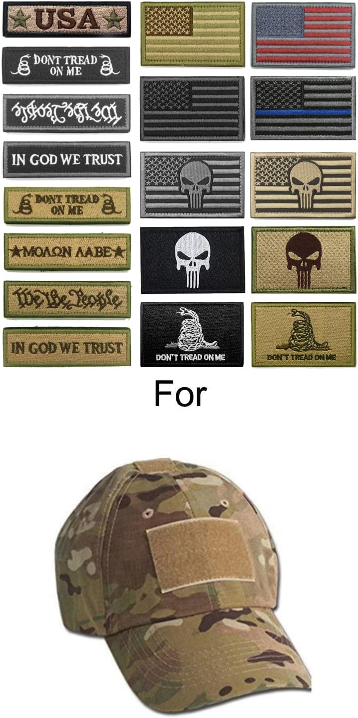 18 Pcs American Flag Patches - Thin Blue Line Bundle Veteran Patches