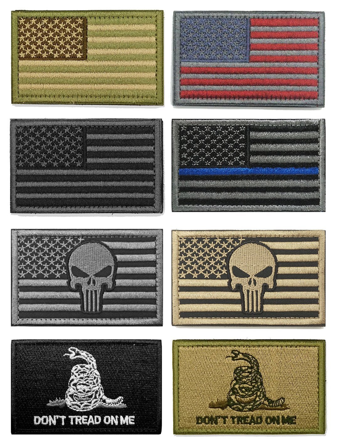 18 Pcs American Flag Patches - Thin Blue Line Bundle Veteran Patches