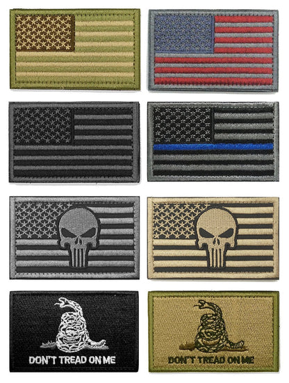 18 Pcs American Flag Patches - Thin Blue Line Bundle Veteran Patches