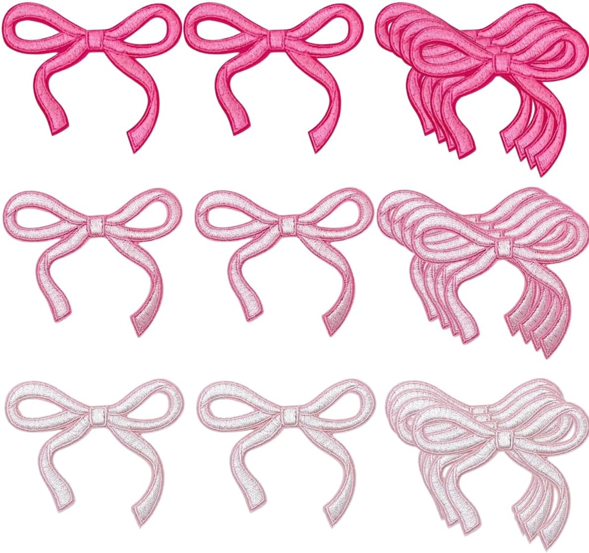 18 Pcs Bow Patches - Pink Iron On Embroidered Veteran Patches