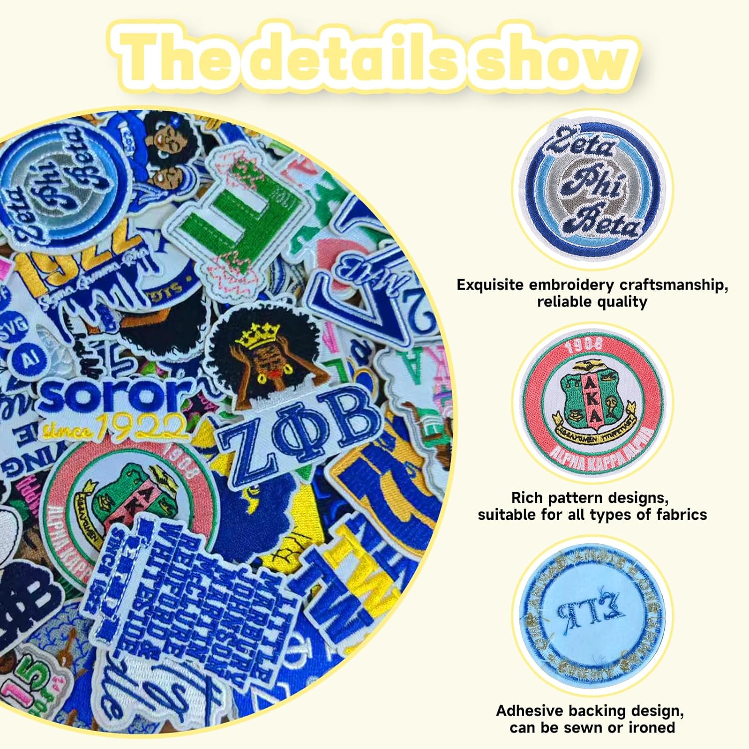 18 Pcs Zeta Phi Beta Patches - Sorority Embroidered Veteran Patches