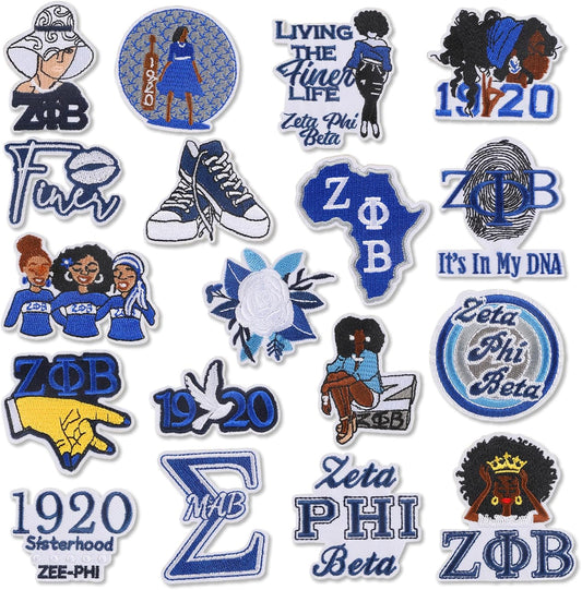 18 Pcs Zeta Phi Beta Patches - Sorority Embroidered Veteran Patches