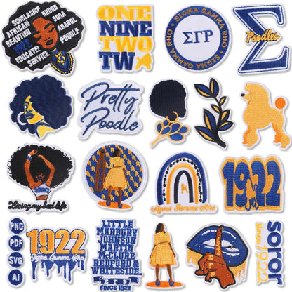 18 Pcs Zeta Phi Beta Patches - Sorority Embroidered Veteran Patches