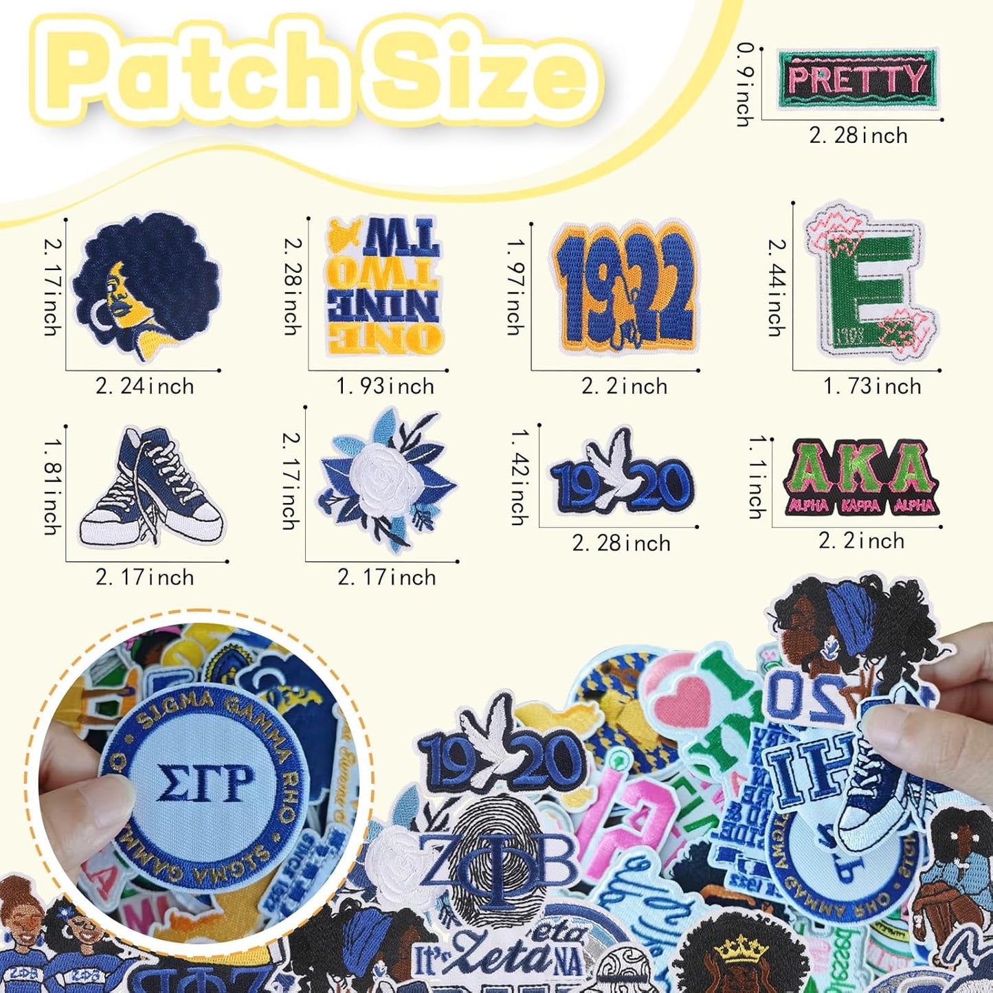 18 Pcs Zeta Phi Beta Patches - Sorority Embroidered Veteran Patches