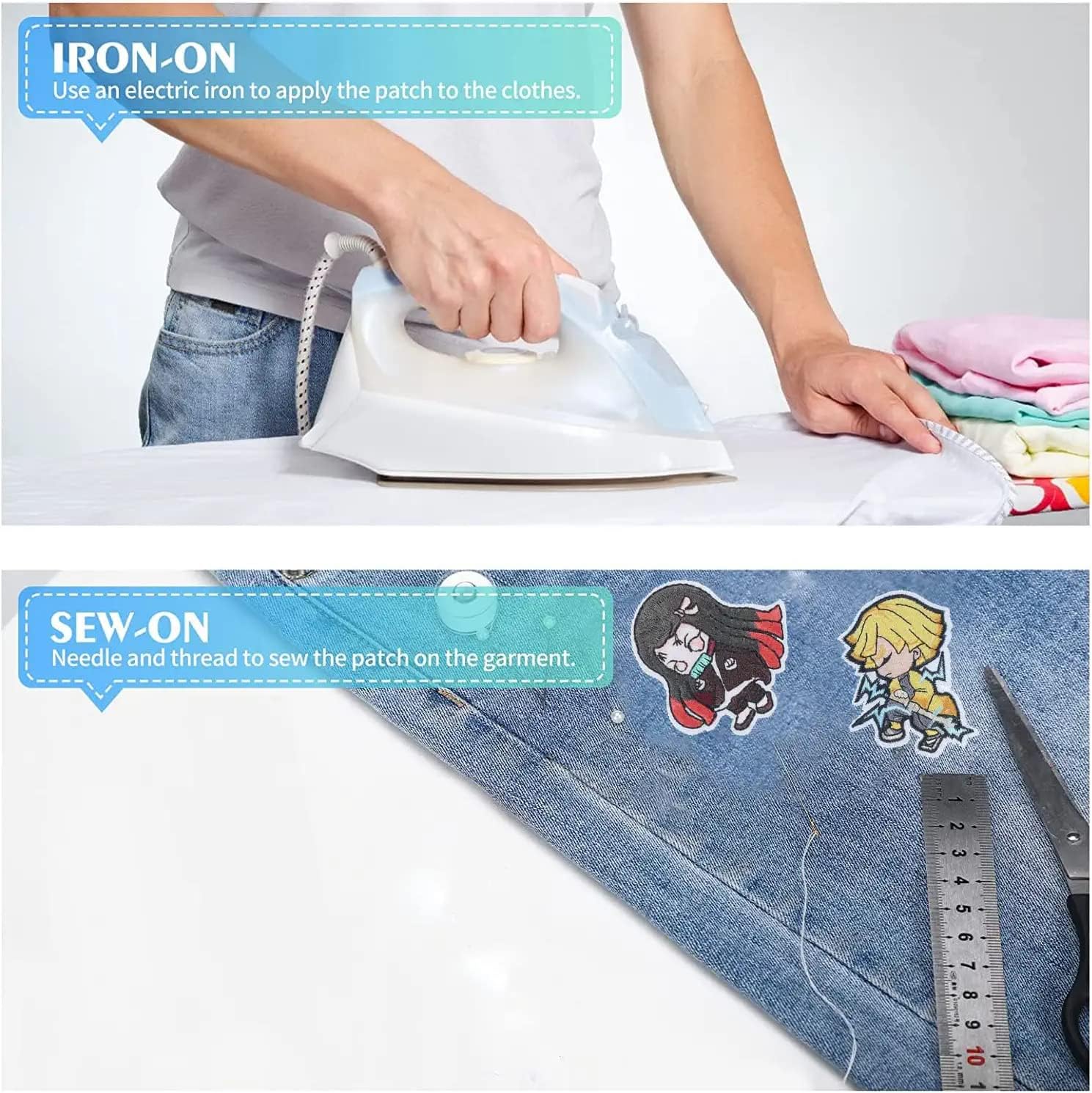 19 Pcs Anime Patches - Embroidered Iron On Set Veteran Patches