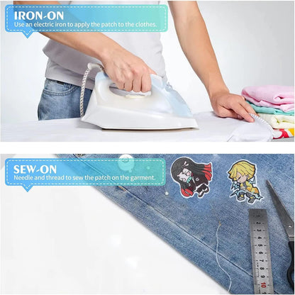 19 Pcs Anime Patches - Embroidered Iron On Set Veteran Patches