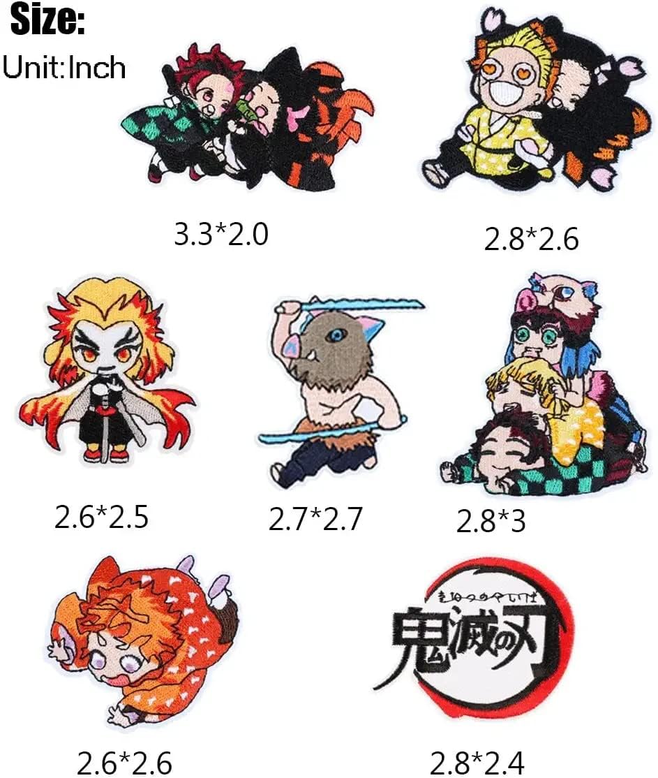 19 Pcs Anime Patches - Embroidered Iron On Set Veteran Patches