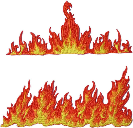 2 Pcs Flame Design Patches - Red Yellow Fire Pattern Veteran Patches