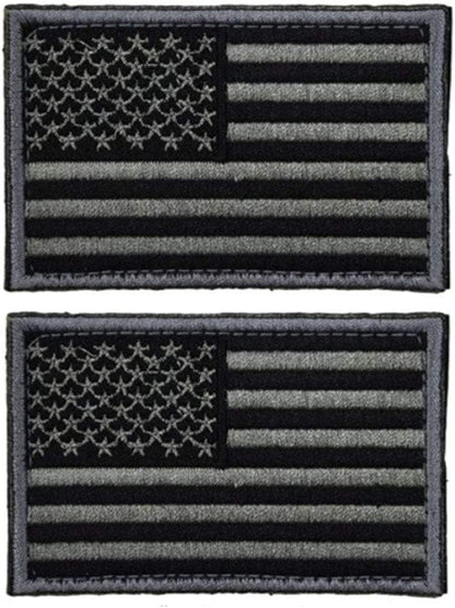 2 Pcs Tactical USA Flag Patches - Black & Gray Veteran Patches