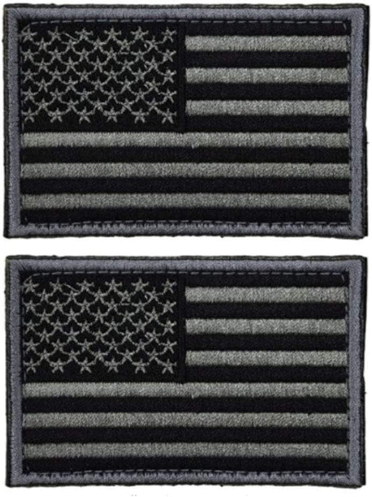 2 Pcs Tactical USA Flag Patches - Black & Gray Veteran Patches
