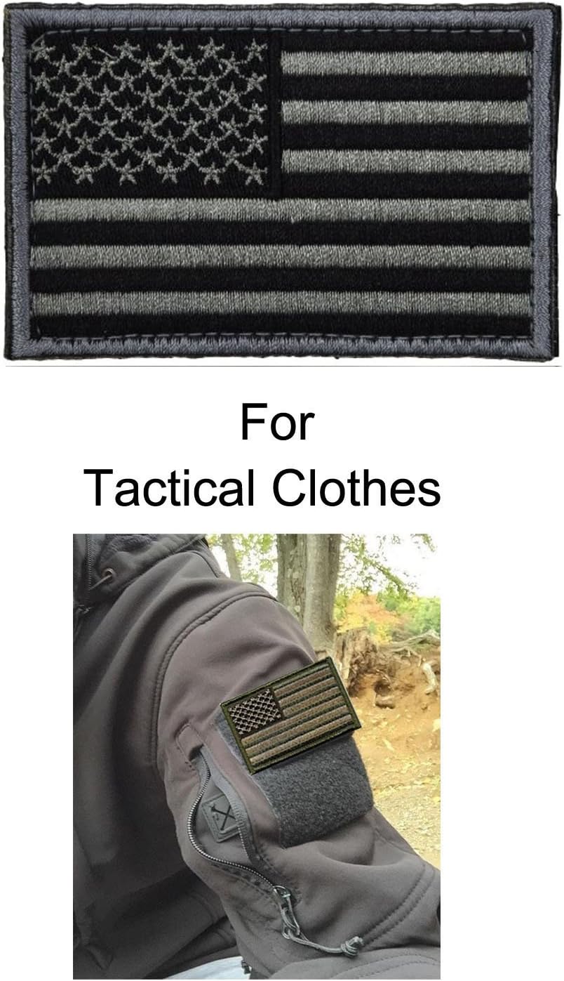 2 Pcs Tactical USA Flag Patches - Black & Gray Veteran Patches