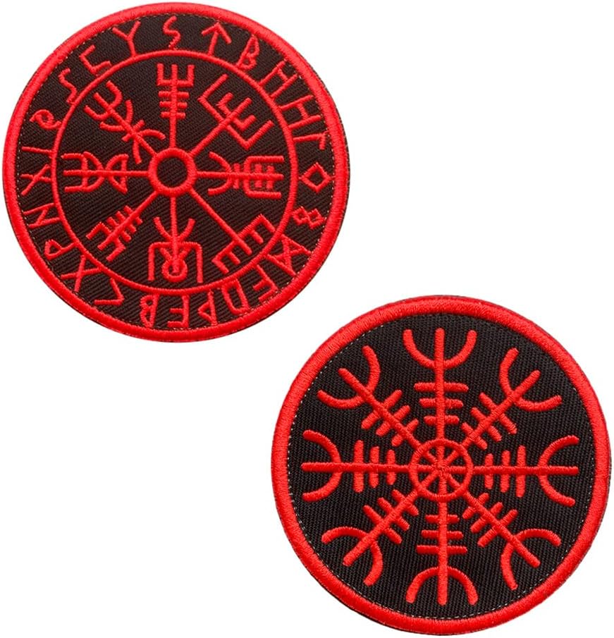 2 Pcs Vegvisir Viking Compass - Norse Rune Tactical Veteran Patches