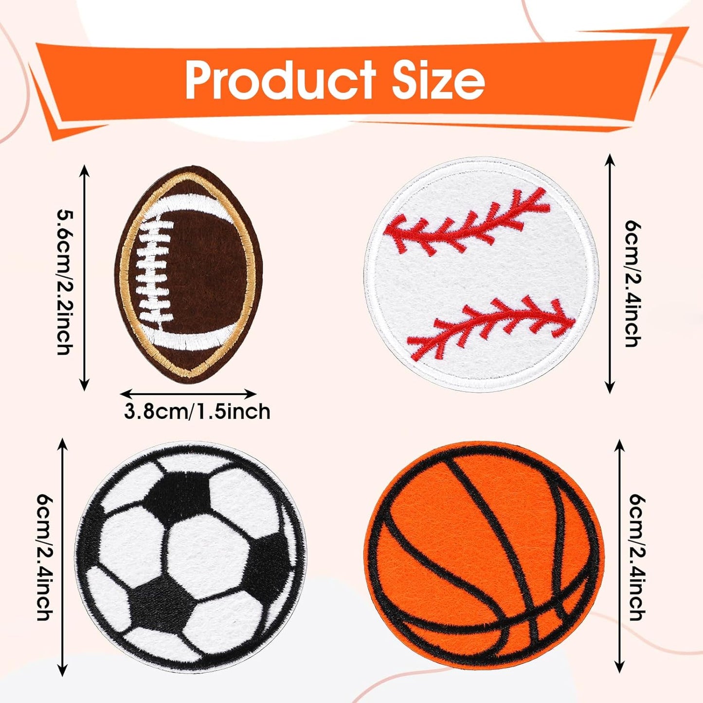 20 Pcs Ball Sports Patches - Football Basketball Veteran Patches