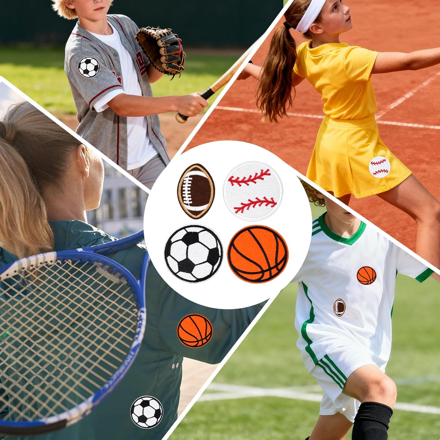 20 Pcs Ball Sports Patches - Football Basketball Veteran Patches