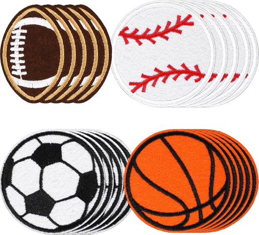 20 Pcs Ball Sports Patches - Football Basketball Veteran Patches