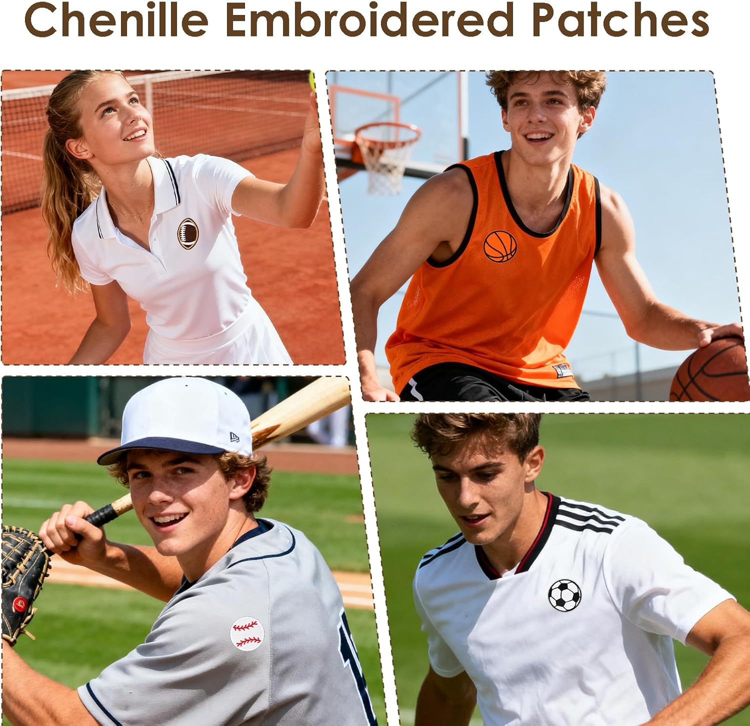 20 Pcs Ball Sports Patches - Football Basketball Veteran Patches