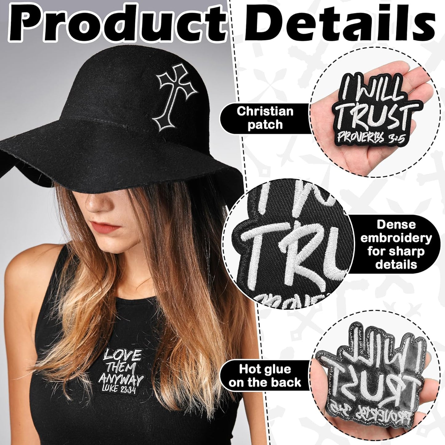 20 Pcs Christian Patches - Religious Bible Verse Veteran Patches