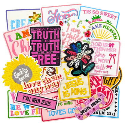 20 Pcs Christian Patches - Religious Bible Verse Veteran Patches
