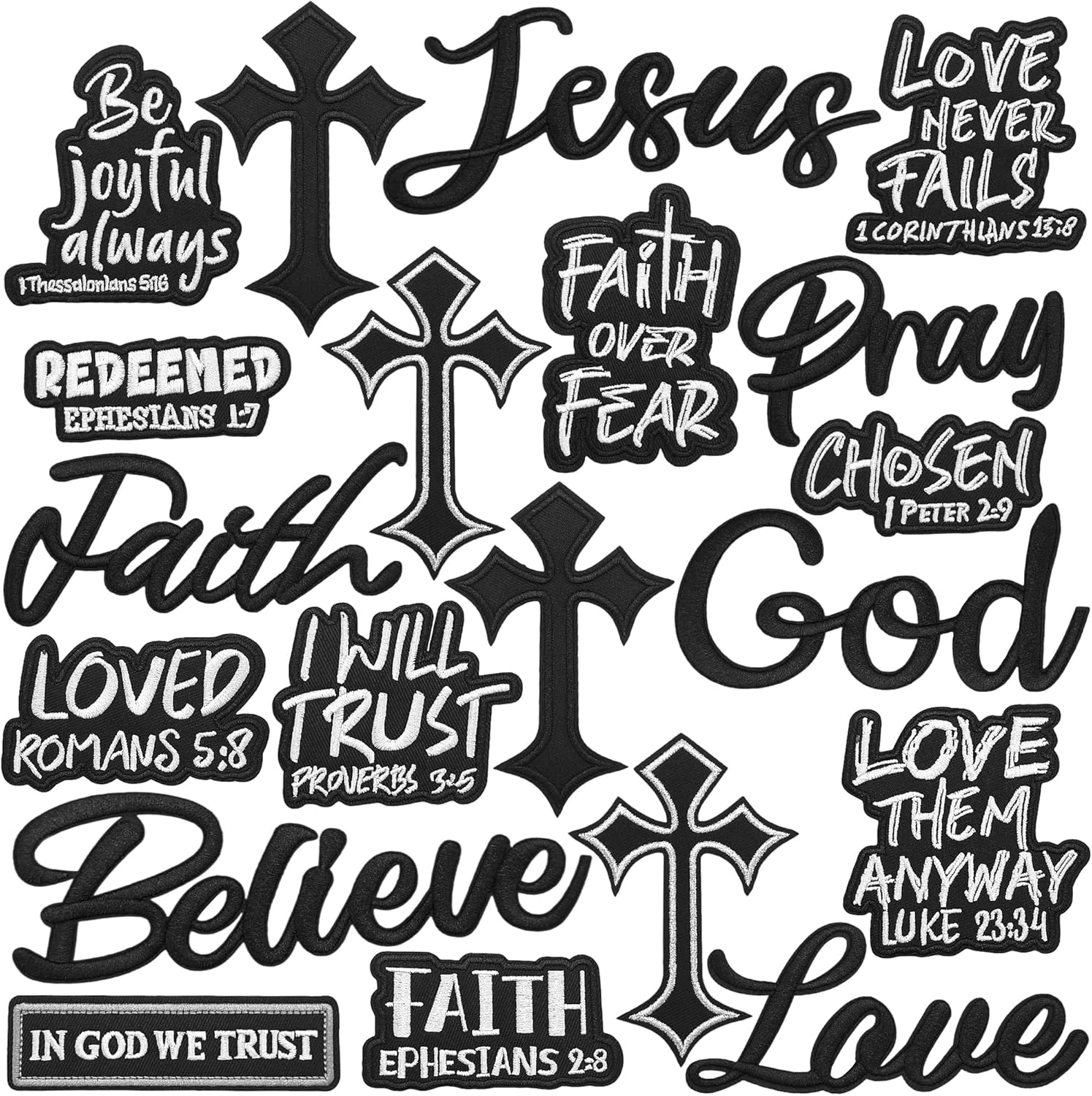 20 Pcs Christian Patches - Religious Bible Verse Veteran Patches