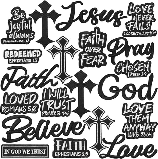 20 Pcs Christian Patches - Religious Bible Verse Veteran Patches