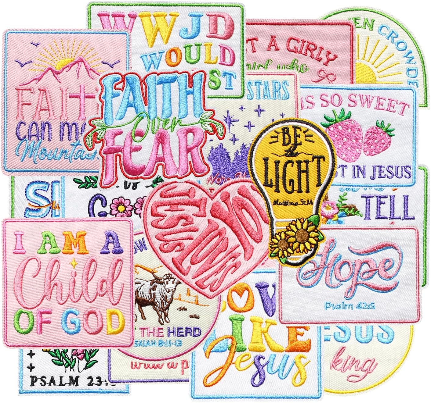 20 Pcs Faith Iron On Patches - Christian Religious Veteran Patches