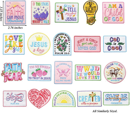 20 Pcs Faith Iron On Patches - Christian Religious Veteran Patches
