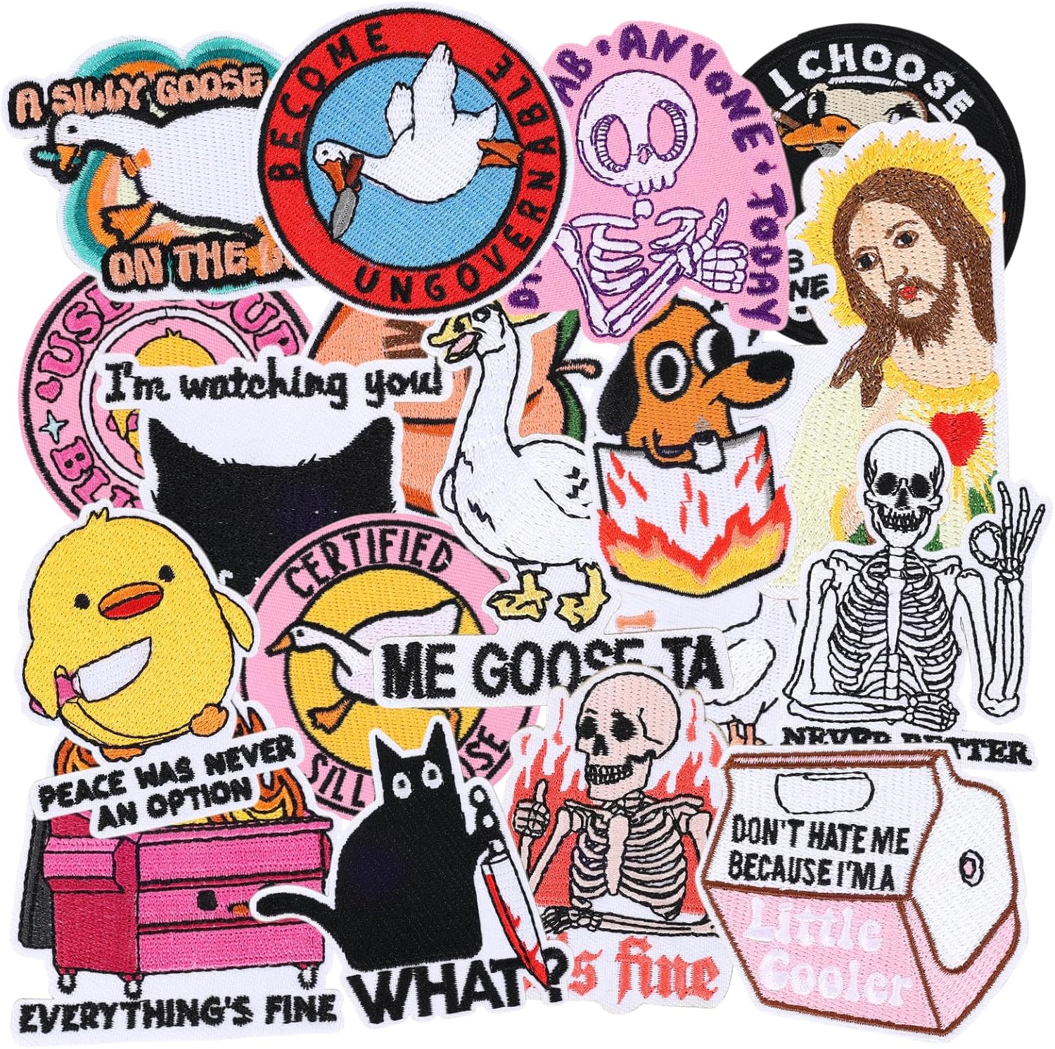 20 Pcs Funny Meme Patches - Cool Embroidered Set Veteran Patches