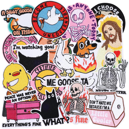 20 Pcs Funny Meme Patches - Cool Embroidered Set Veteran Patches
