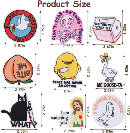 20 Pcs Funny Meme Patches - Cool Embroidered Set Veteran Patches