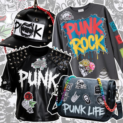 20 Pcs Goth Skull Patches - Punk Embroidered Set Veteran Patches