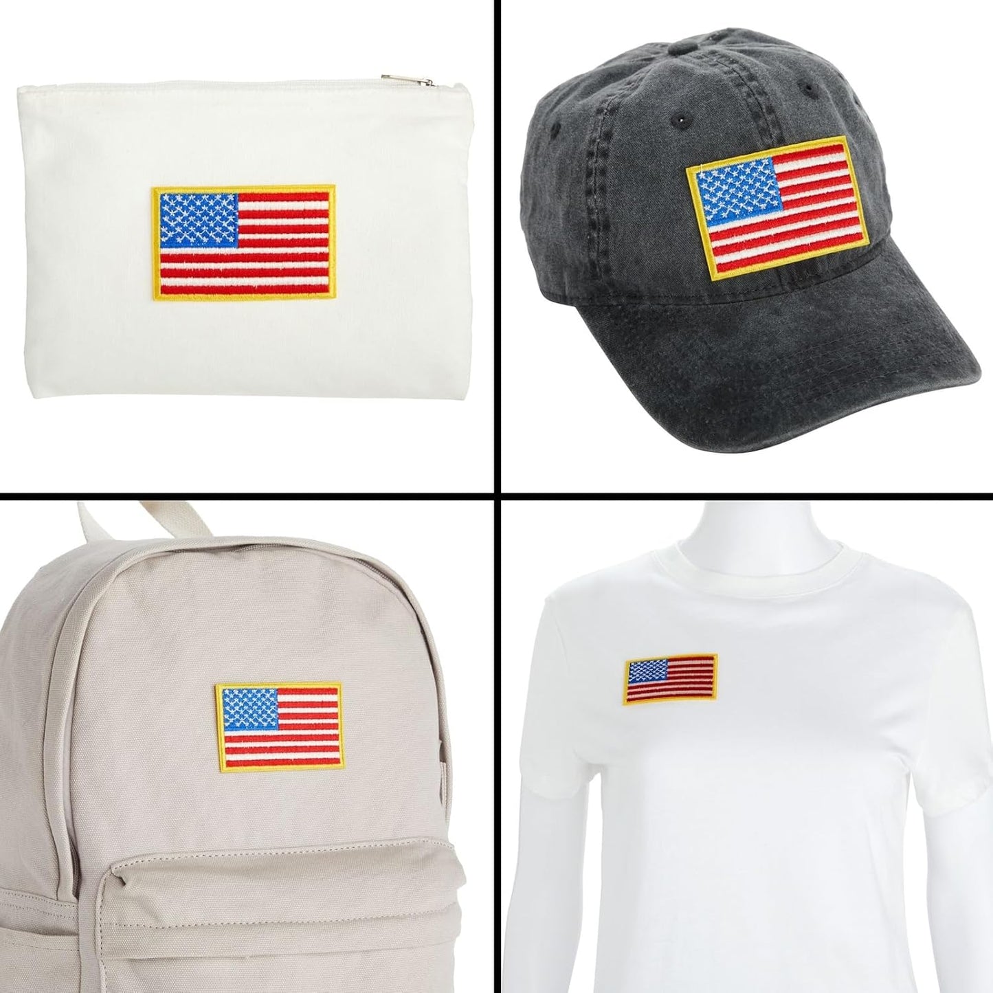 24 Pack American Flag Patches - 3x2" Embroidered Veteran Patches