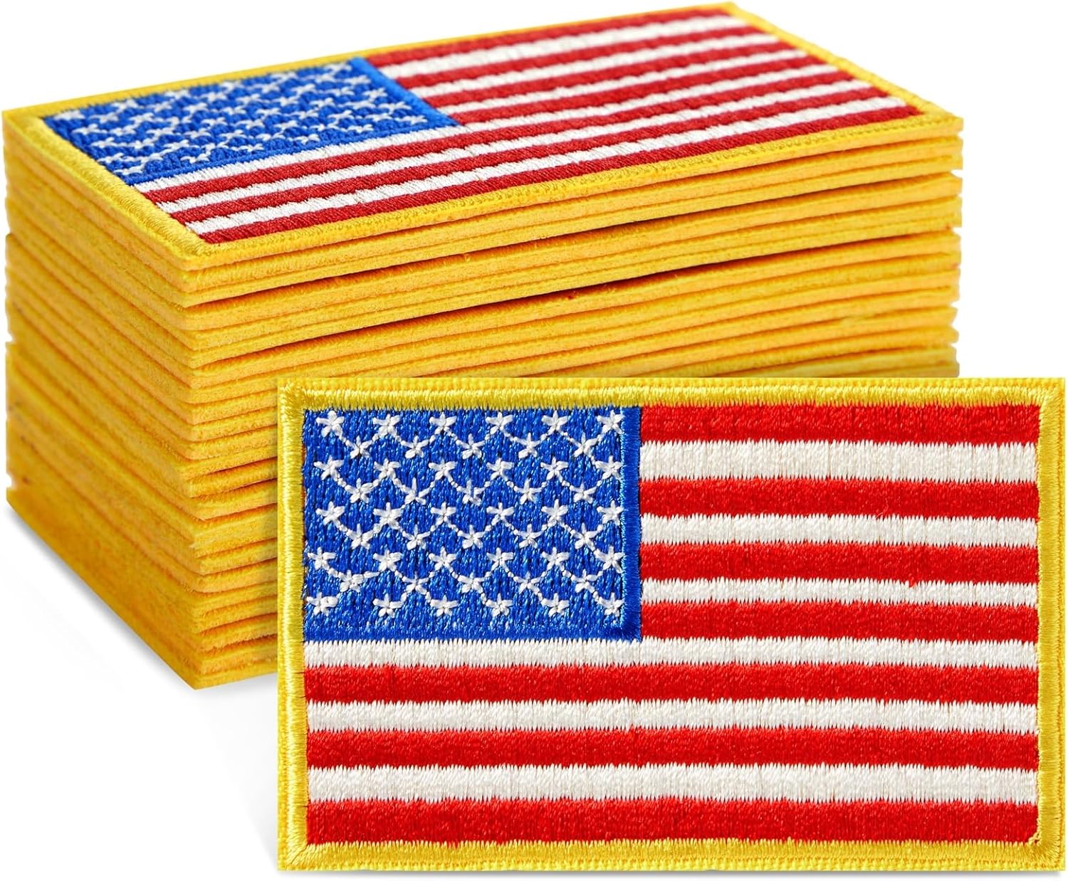 24 Pack American Flag Patches - 3x2" Embroidered Veteran Patches
