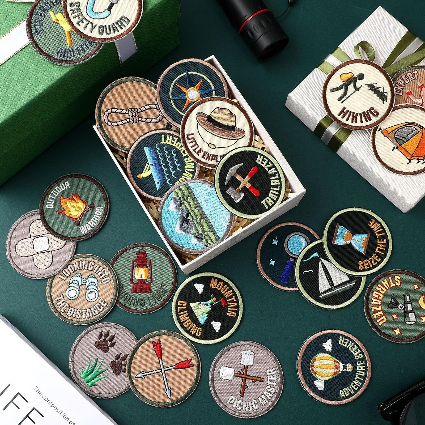 24 Pcs Camping Patches - Adventure Outdoor Hiking Veteran Patches