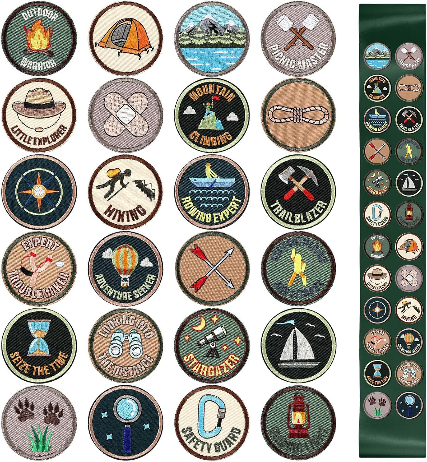 24 Pcs Camping Patches - Adventure Outdoor Hiking Veteran Patches