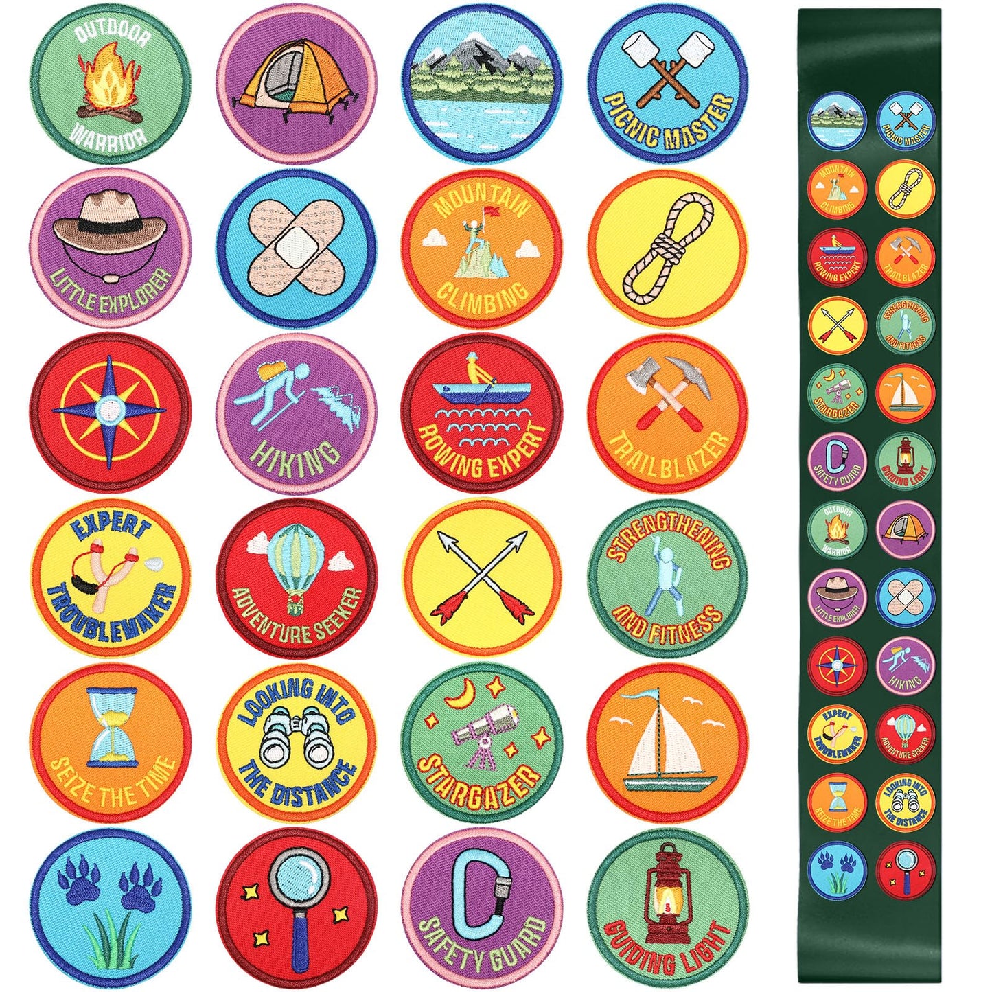 24 Pcs Camping Patches - Adventure Outdoor Hiking Veteran Patches