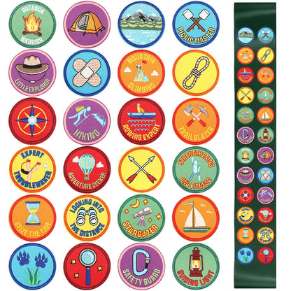 24 Pcs Camping Patches - Adventure Outdoor Hiking Veteran Patches