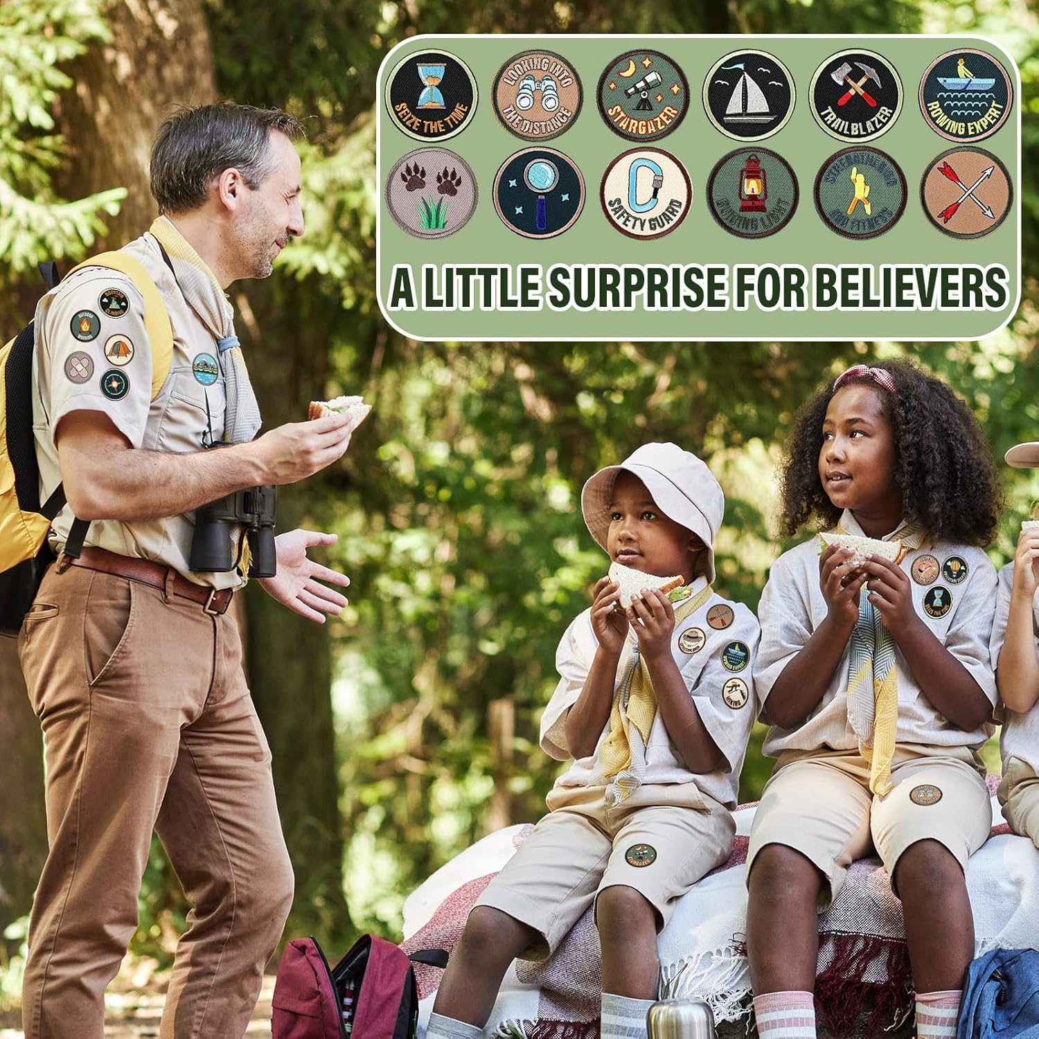 24 Pcs Camping Patches - Adventure Outdoor Hiking Veteran Patches