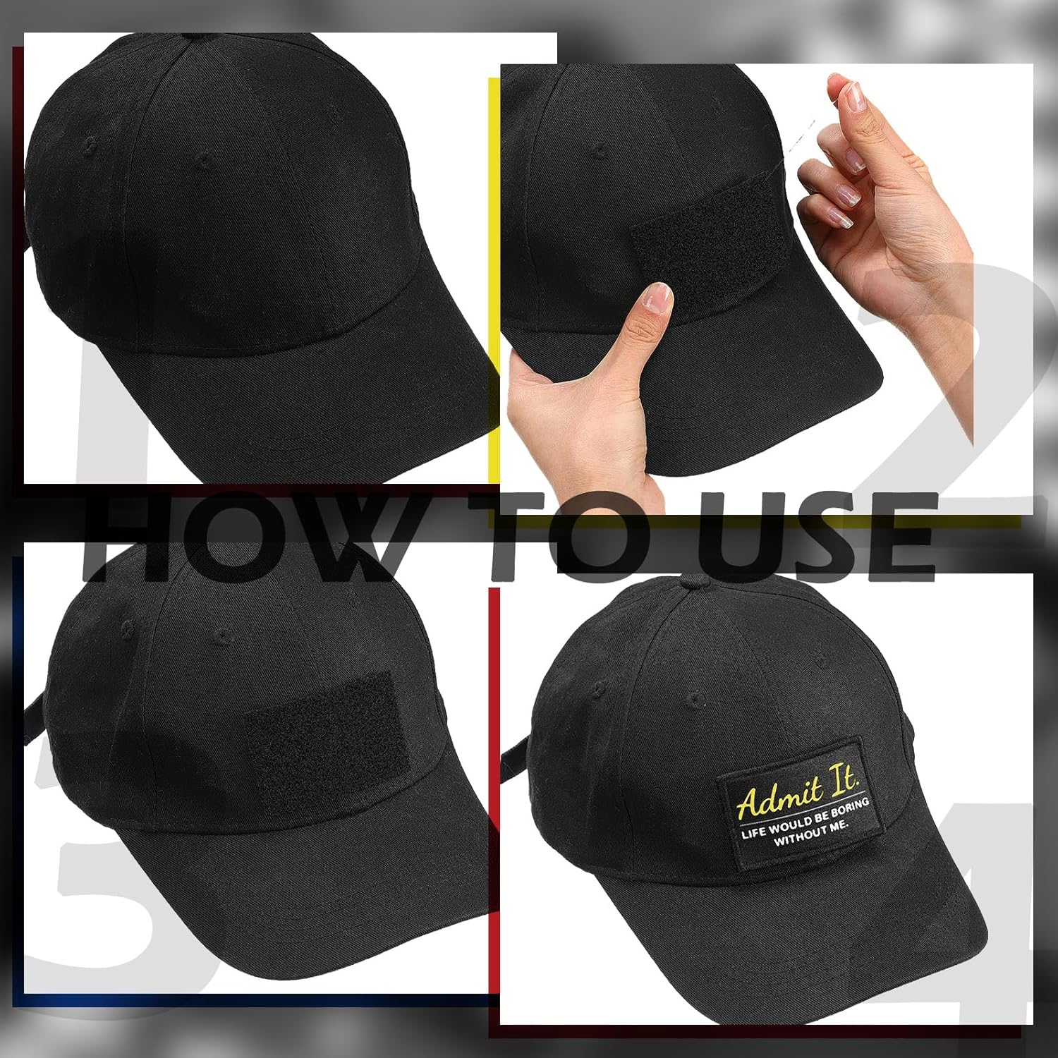 24 Pcs Funny Sayings Patches - Hook & Loop Set Veteran Patches