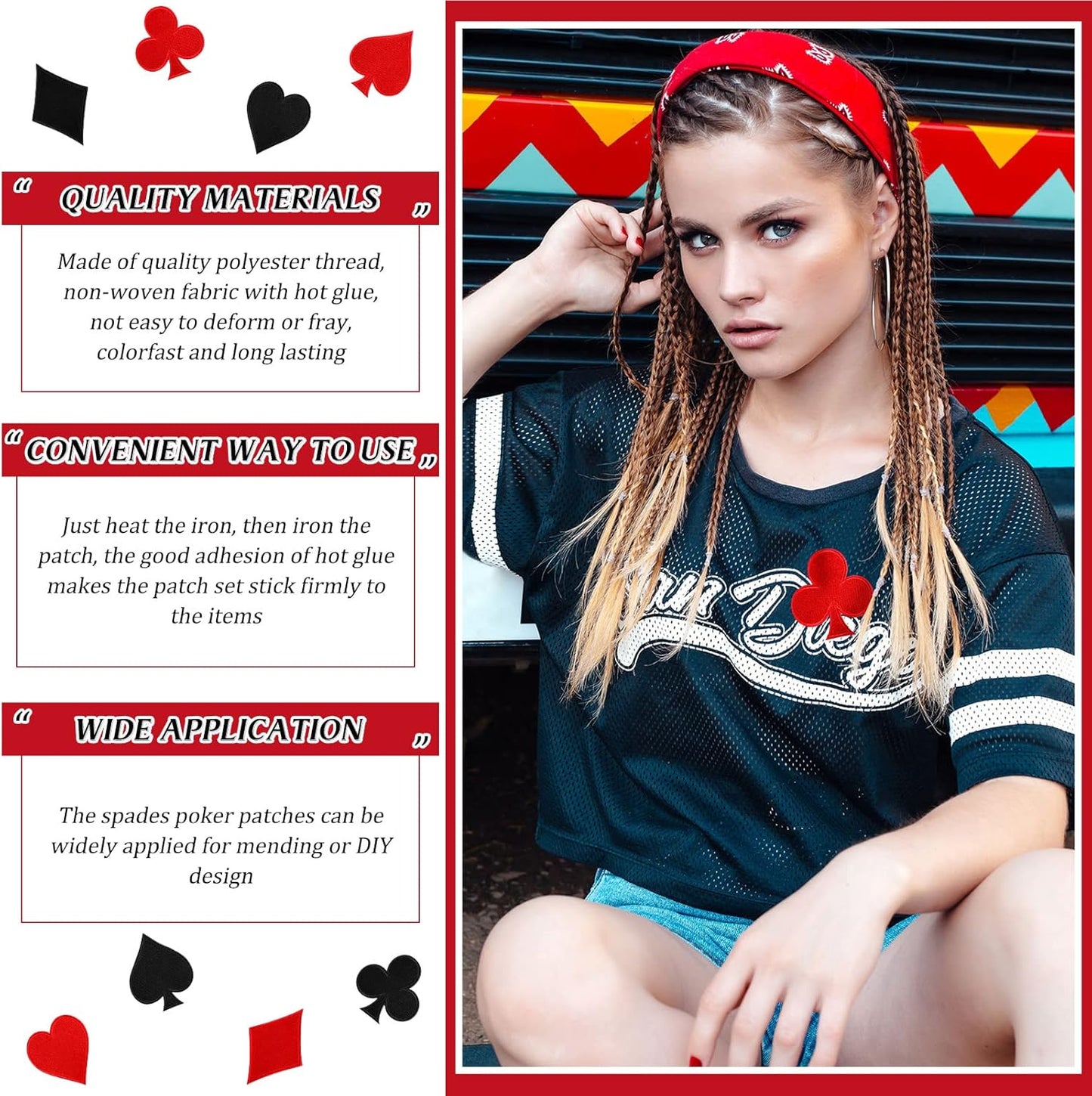 24 Pcs Play Cards Iron On Patches - Poker Las Vegas Veteran Patches