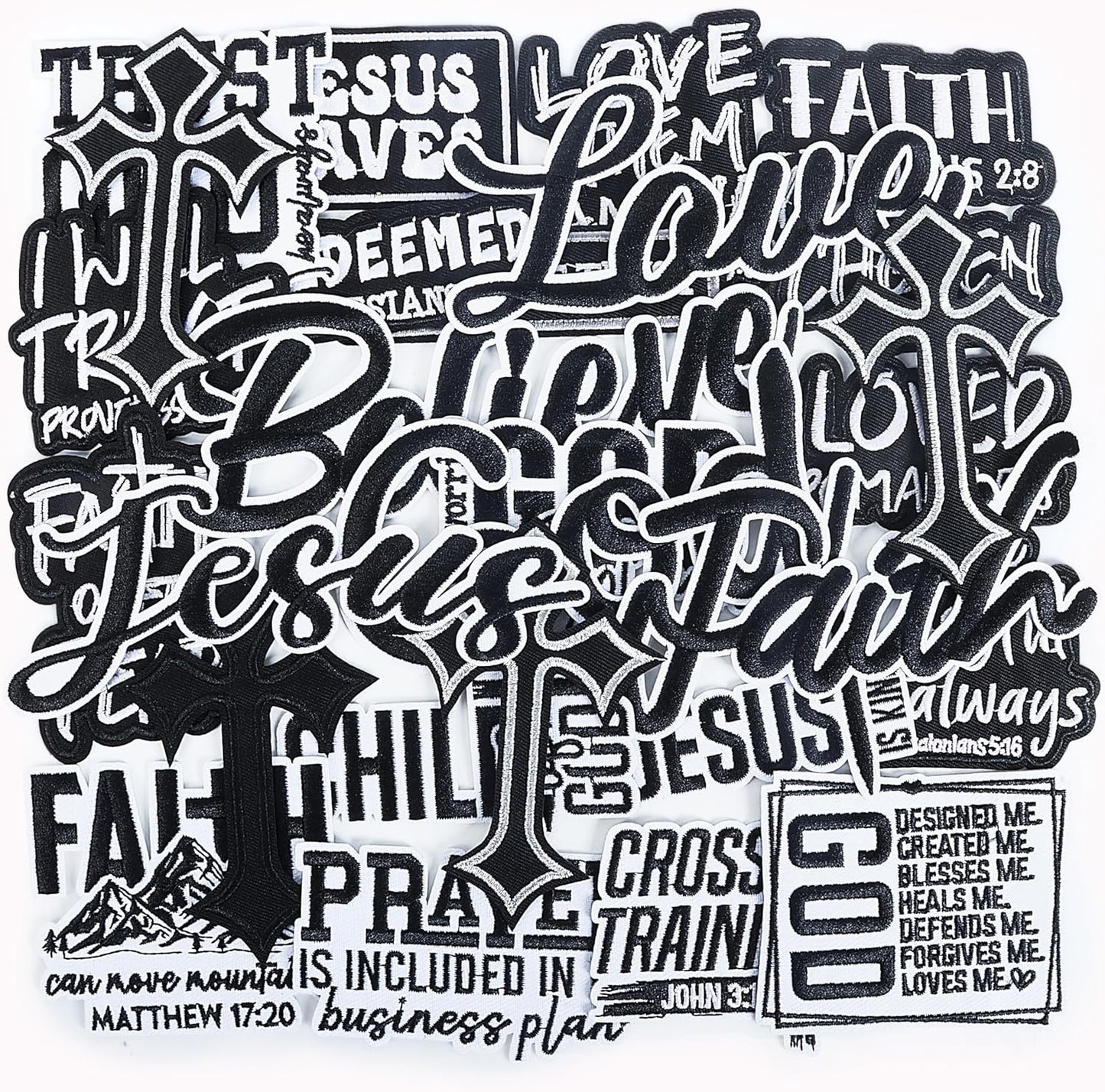 30 Pack Christian Patches - Bible Verse Religious Veteran Patches