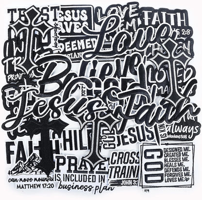 30 Pack Christian Patches - Bible Verse Religious Veteran Patches
