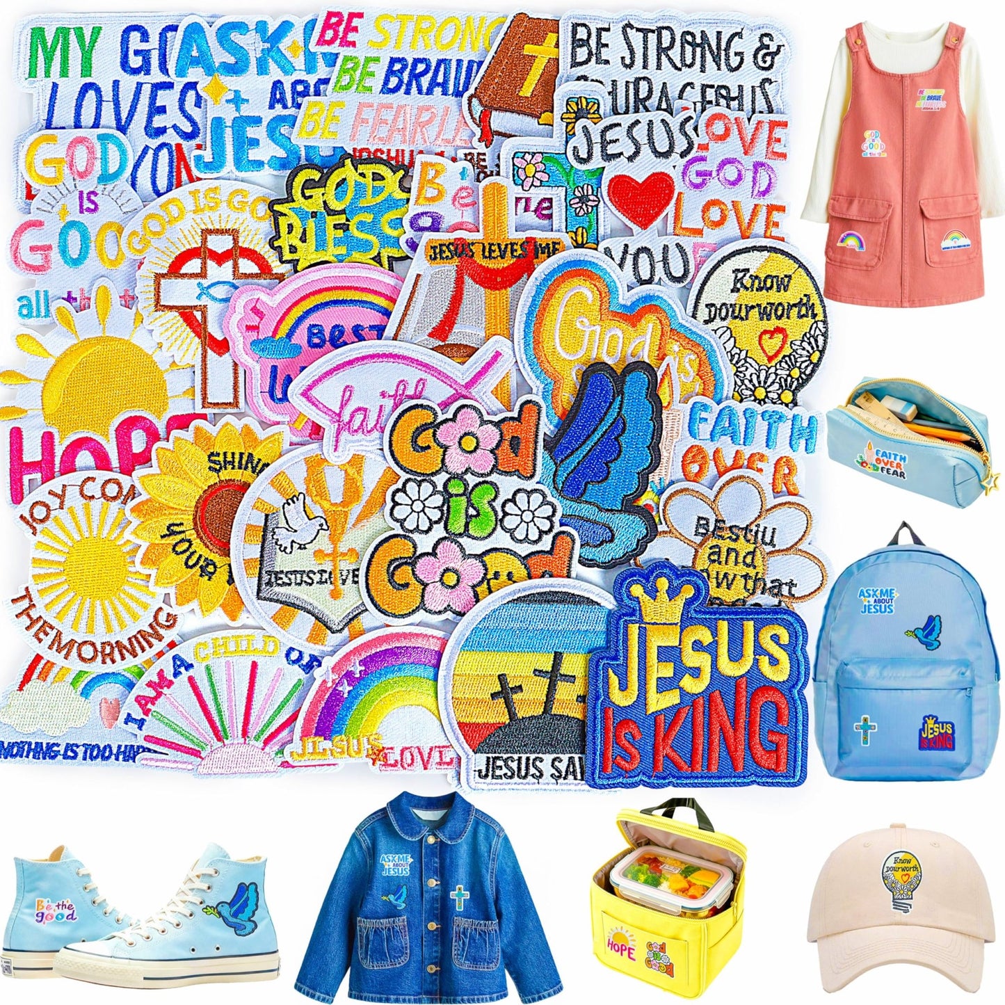 30 Pack Christian Patches - Bible Verse Religious Veteran Patches