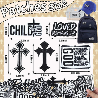 30 Pack Christian Patches - Bible Verse Religious Veteran Patches