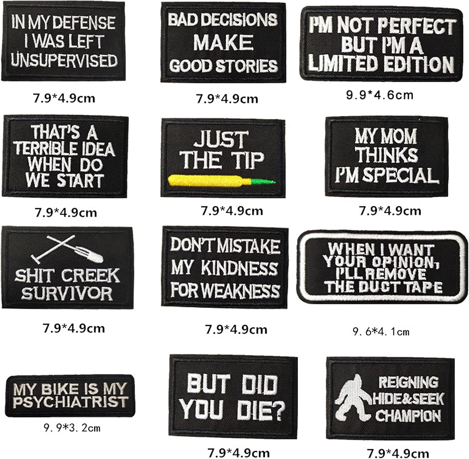 36 Pcs Funny Phrases Patches - Motorcycle Biker Veteran Patches