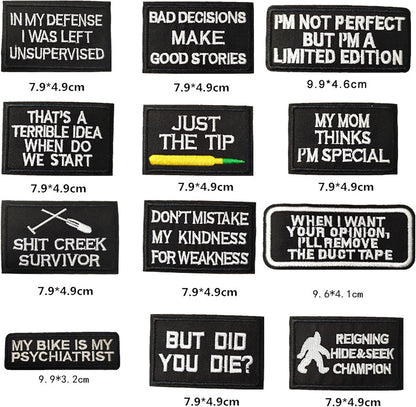 36 Pcs Funny Phrases Patches - Motorcycle Biker Veteran Patches