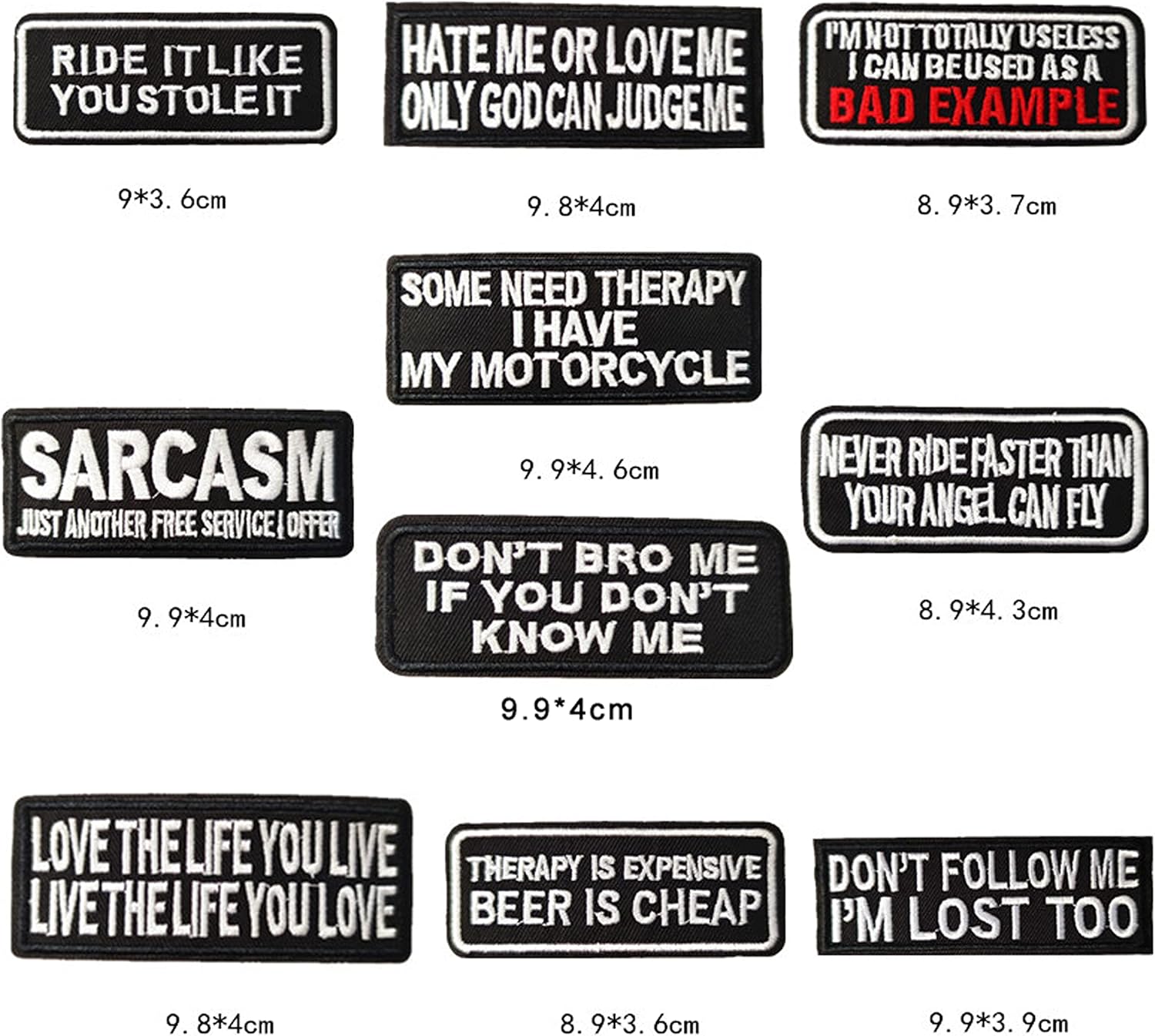 36 Pcs Funny Phrases Patches - Motorcycle Biker Veteran Patches
