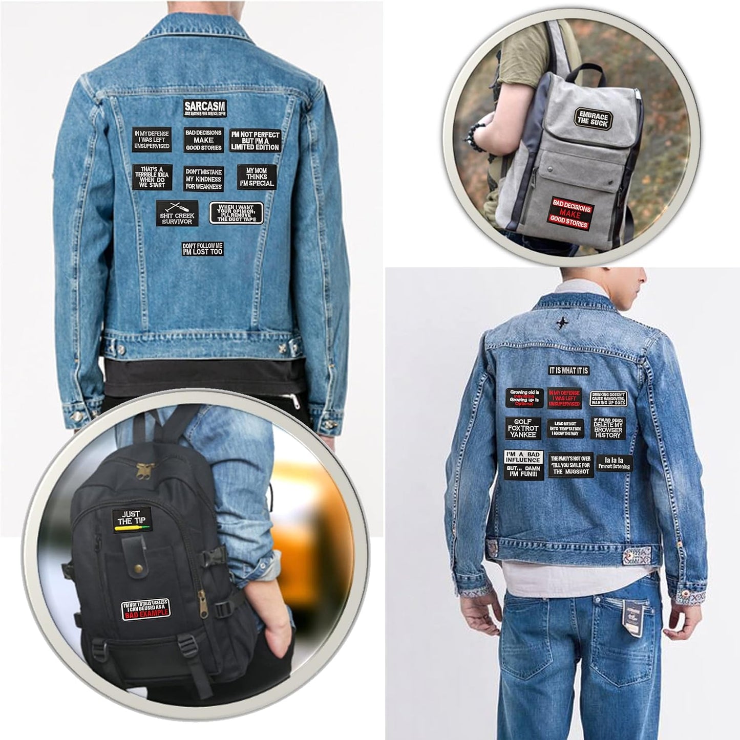 36 Pcs Funny Phrases Patches - Motorcycle Biker Veteran Patches