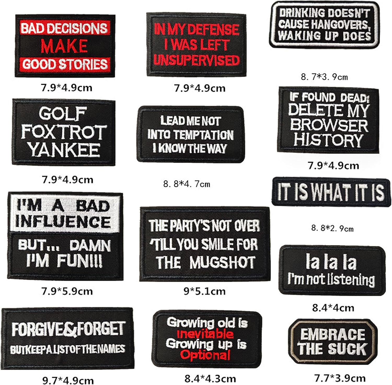 36 Pcs Funny Phrases Patches - Motorcycle Biker Veteran Patches