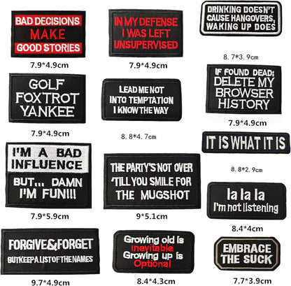 36 Pcs Funny Phrases Patches - Motorcycle Biker Veteran Patches