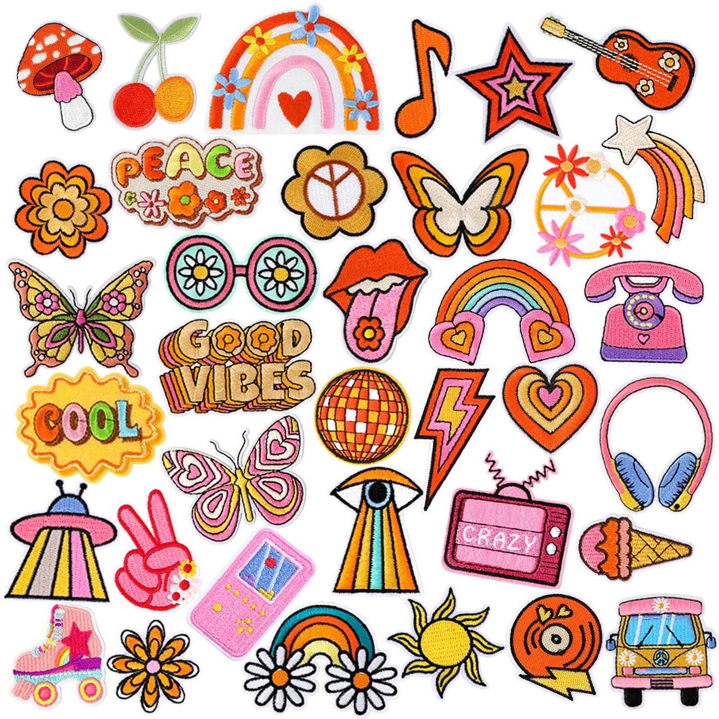 36 Pcs Mardi Gras Iron On Patches - Embroidered Veteran Patches